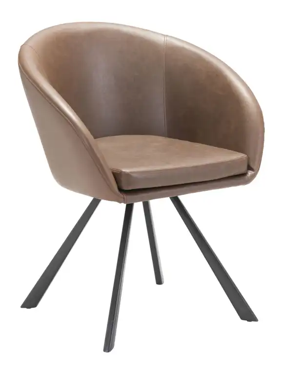 HomeRoots 25.2" x 22.4" x 31.9" Espresso, Leatherette, Steel, Dining Chair
