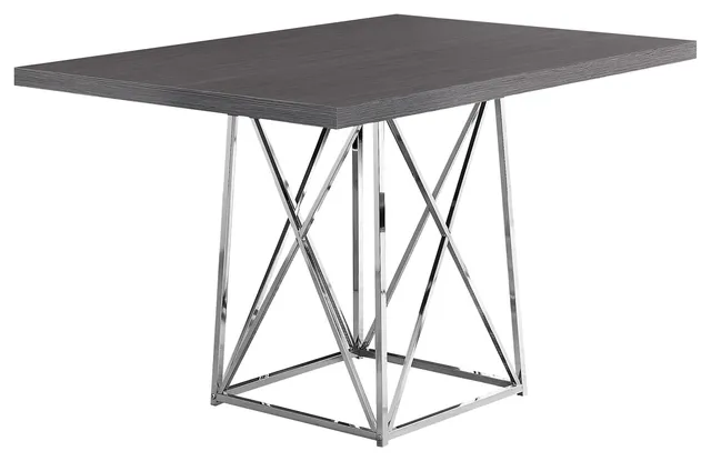 HomeRoots 36" x 48" 31" Grey Particle Board ad Chrome Metal Dining Table