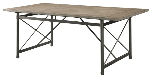 HomeRoots 76" X 36" X 30" Gray Oak And Sandy Gray Dining Table