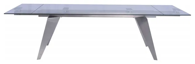 HomeRoots 79" X 40" X 31" Clear Glass Extendable Dining Table