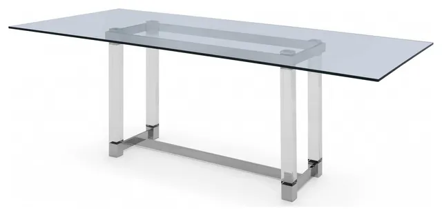 HomeRoots 86.5" X 39.5" X 30" Clear Glass Dining Table