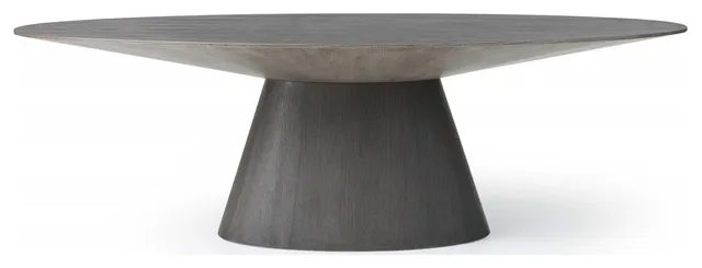 HomeRoots 95" X 43" X 30" Gray Oak0 Veneer Oval Dining Table