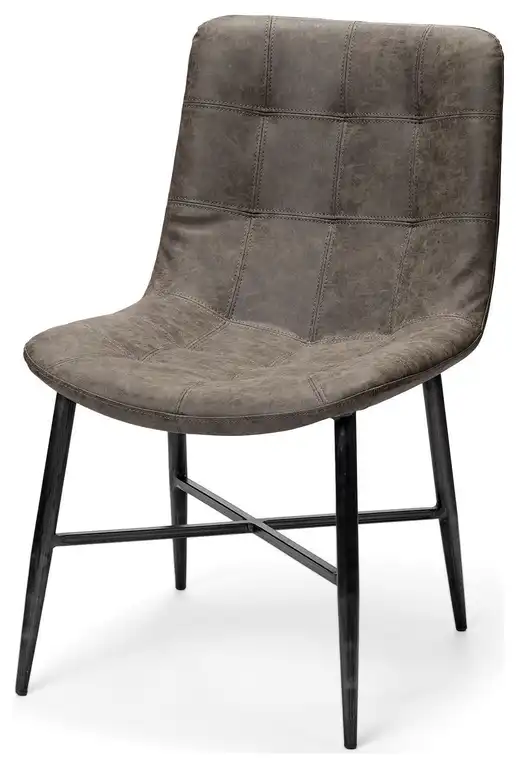 HomeRoots Brown Faux Leather Seat With Black Metal Frame Dining Chair