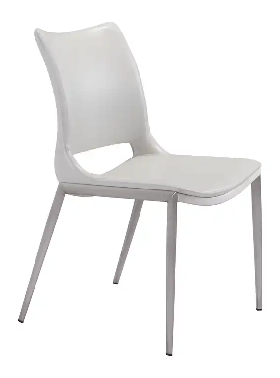 HomeRoots Cradle White Faux Leather Side or Dining Chairs Set of 2