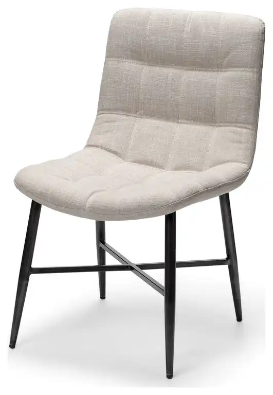 HomeRoots Cream Fabric Wrap With Black Metal Frame Dining Chair