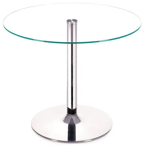 HomeRoots Dining Table  Tempered Glass Chromed Steel