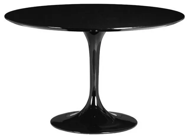 HomeRoots Glossy Black Tulip Base Pedestal Dining Table
