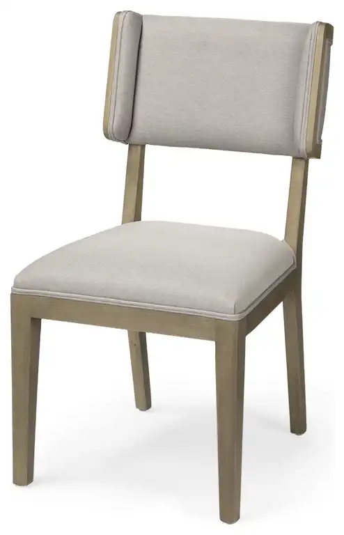 HomeRoots Grey Fabric Wrap With Brown Wooden Base Dining Chair