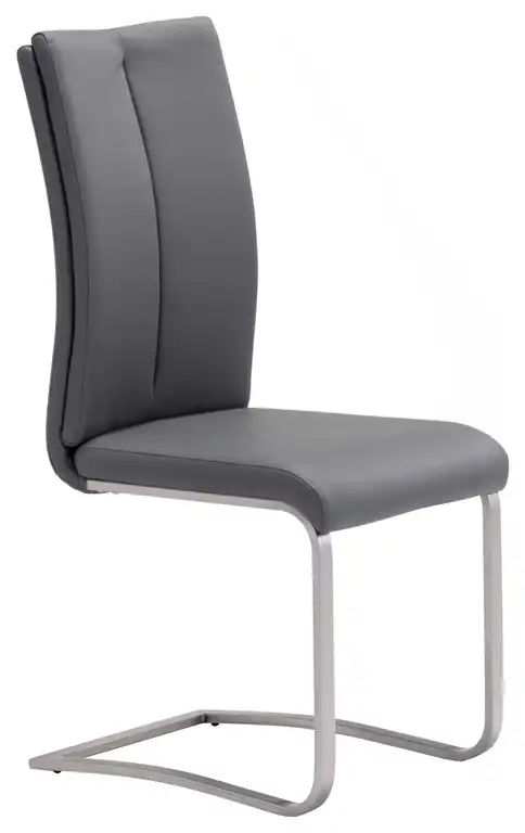 HomeRoots Set of 2 Grey Faux Leather and Chrome Dining Chairs