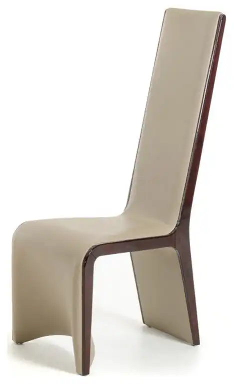 HomeRoots Two 47" Ebony Wood and Taupe Leatherette Dining Chairs