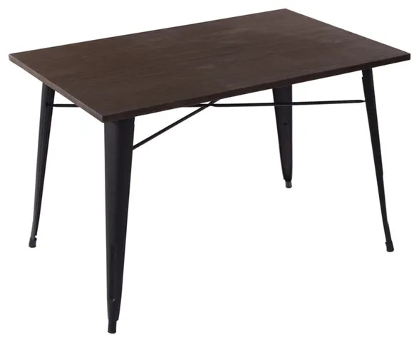 Homycasa Meilen 47" Rectangle Metal & Wood Dining Table in Black/Brown