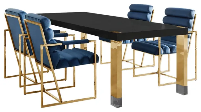 Inspired Home Maricela Dining Table, Black/Gold