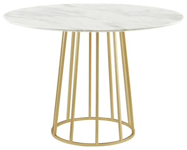 Inspired Home Yaiza Dining Table- White/Gold, 42Lx42Wx29.9H