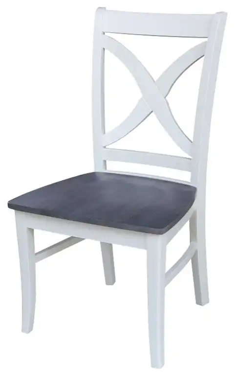 International Concepts Vineyard Solid Wood Dining Side Chair in White (Set of 2)