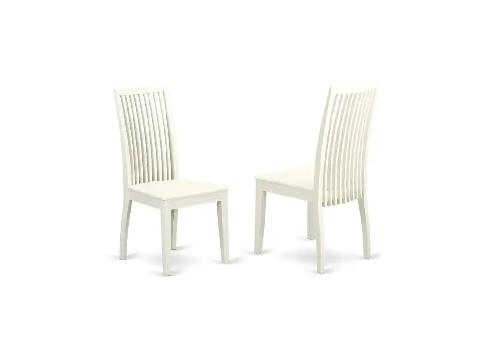Ipswich Dining Chair With Slatted Back In Linen White Finish - Set Of 2