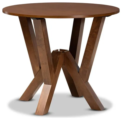 Irene Modern and Contemporary Walnut Brown Finished 35InchWide Round Wood...
