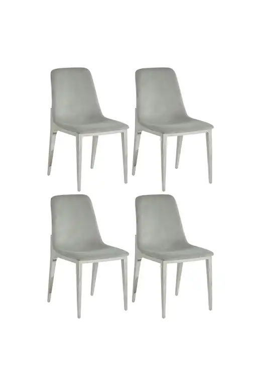 Irene Upholstered Side Chairs Light Grey and Chrome, Set of 4