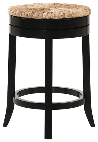 Irving 24 Swivel Rush Seat Counter Stool - Antique Black