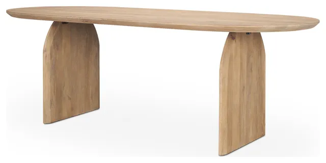 Isla Oval Dining Table WithLight Brown Wood Top and Arched Legs