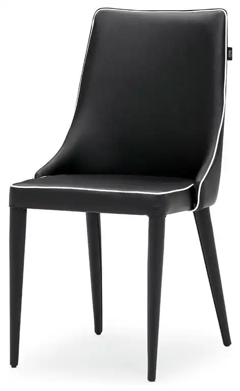 Jillian Piping Leatherette Dining Chair With Curved Back, Black