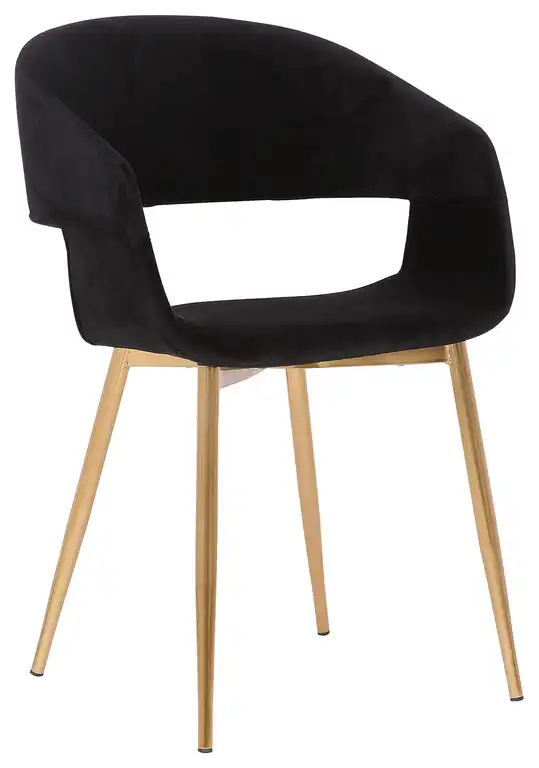 Jocelyn Mid-Century Gray Dining Accent Chair with Black Metal Legs