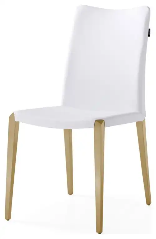 Jordan Modern Dining Chair - White / Brushed Gold