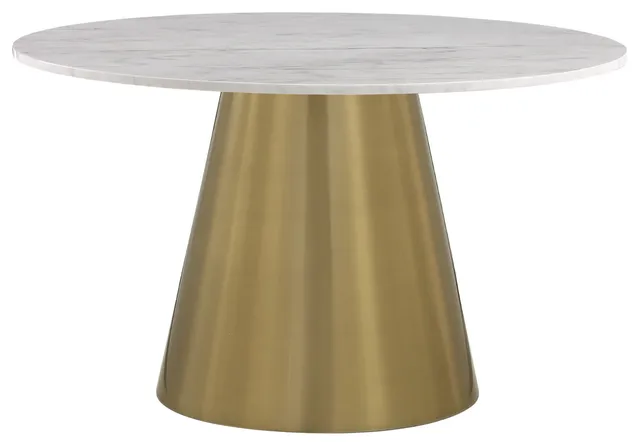Julius Contemporary Round Marble Dining Table With Gold Base