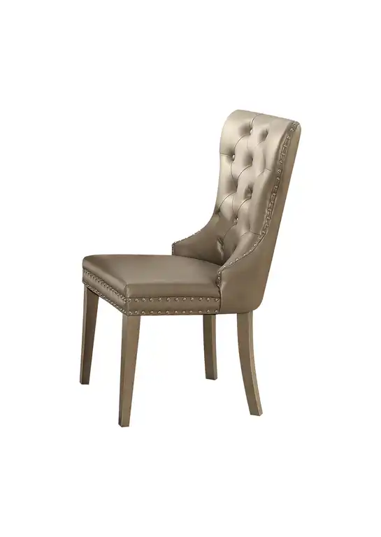 Kacela Glam Faux Leather Side Chairs, Champagne, Set of 2