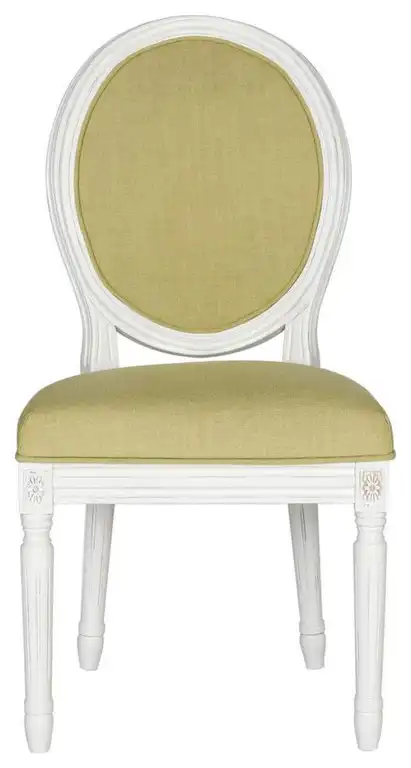Kamron 19''h French Brasserie Linen Oval Side Chair set of 2 Spring Green