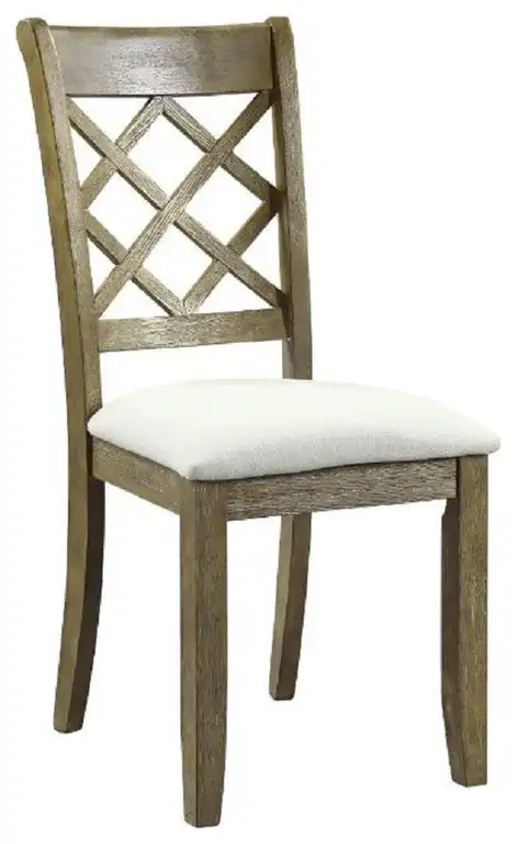 Karsen Beige Linen and Rustic Oak Finish Side Chair, Set of 2