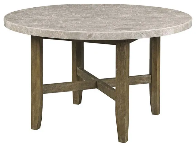 Karsen Dining Table With Marble Top, Natural Marble Top & Rustic Oak Finish