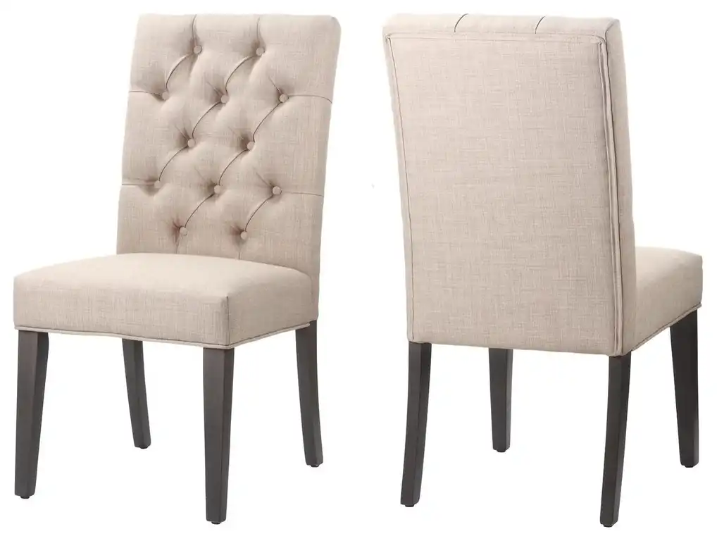 Kellie Rustic Modern Set of 2 Chair in Beige Fabric