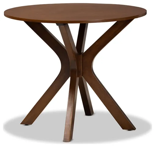 Kenji Modern Walnut Brown Finished 35, Inch, Wide Round Wood Dining Table