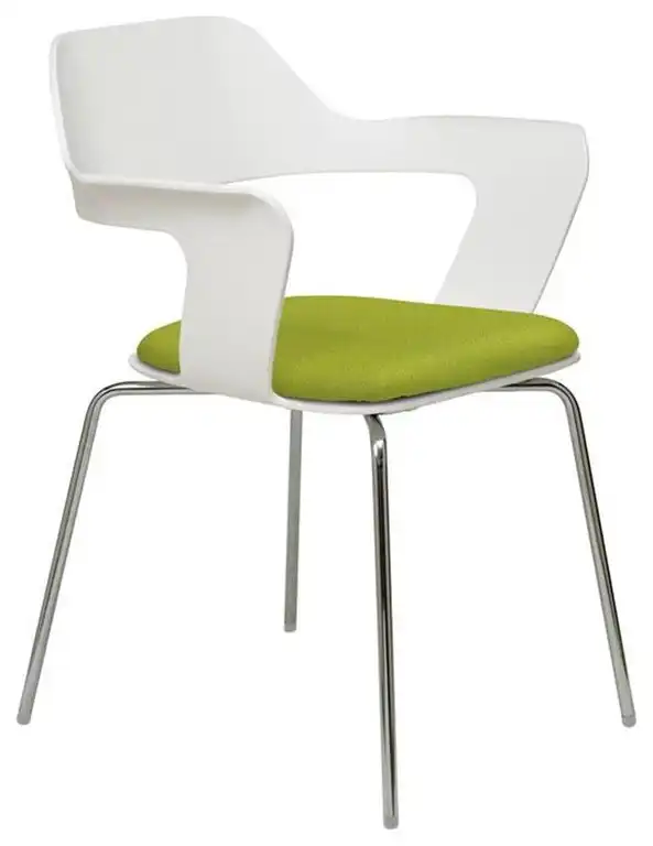 KFI Julep Stack Chair with White Flex Shell - Avocado Fabric