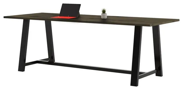 KFI Midtown 3' x 10' Wood Top Counter Height Conference Table in Barnwood