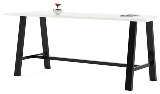 KFI Midtown 3' x 9' Wood Top Bar Height Conference Table in Designer White