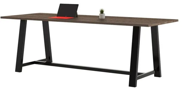 KFI Midtown 3' x 9' Wood Top Counter Height Conference Table in Studio Teak