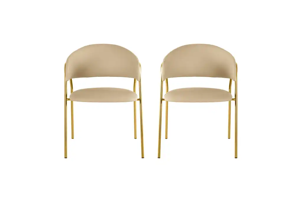 Lara Cream Vegan Leather Dining Chair, Set of 2