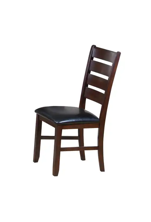 Leather Upholstered Wooden Side Chairs, Ladder Back, Brown/Black, Set of 2