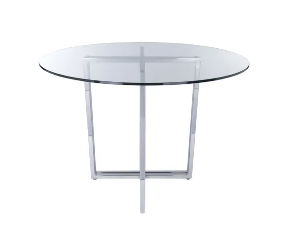 Legend 36" Dining Table With Clear Glass Top and Chromed Steel Base, Chrome