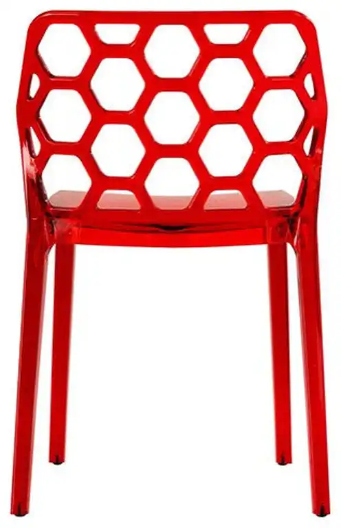 LeisureMod Modern Dynamic Dining Chair, Set of 2 Transparent Red