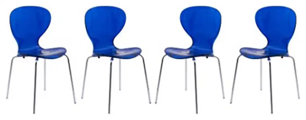 LeisureMod Modern Oyster Transparent Side Chair, Set of 4