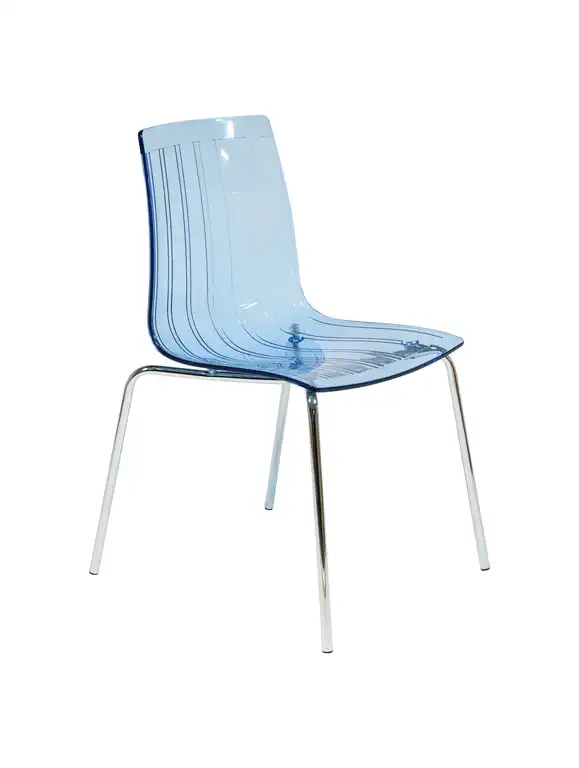 LeisureMod Ralph Dining Chair in Transparent Blue, Transparent Blue, RP20TBU