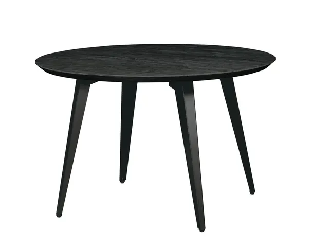 Leisuremod Ravenna Modern Round Ebony Wood 47" Dining Table With Metal Legs