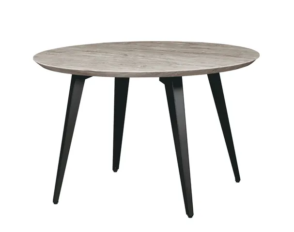 Leisuremod Ravenna Modern Round Gray Wood 47" Dining Table With Metal Legs