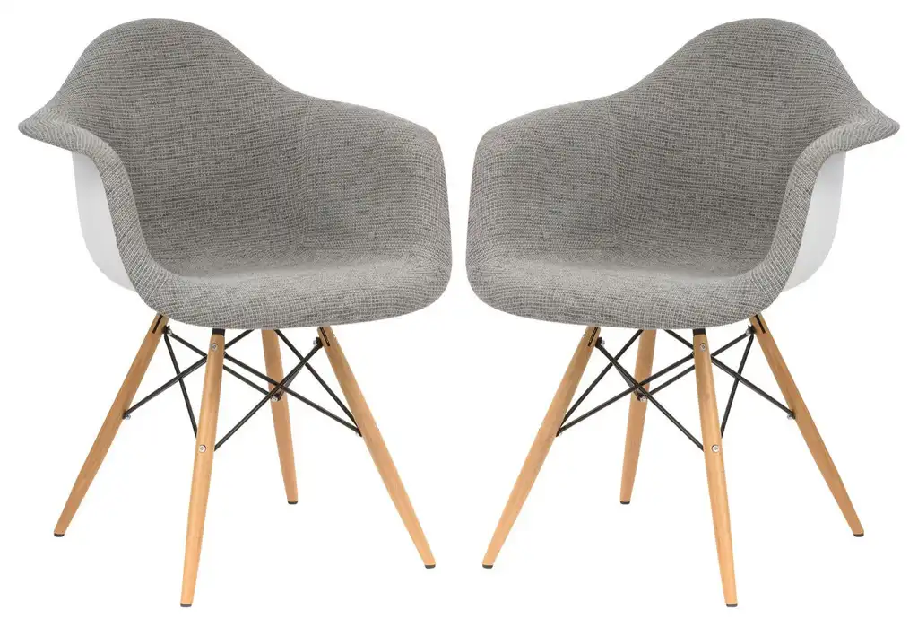 LeisureMod Willow Fabric Eiffel Accent Chair, Set of 2