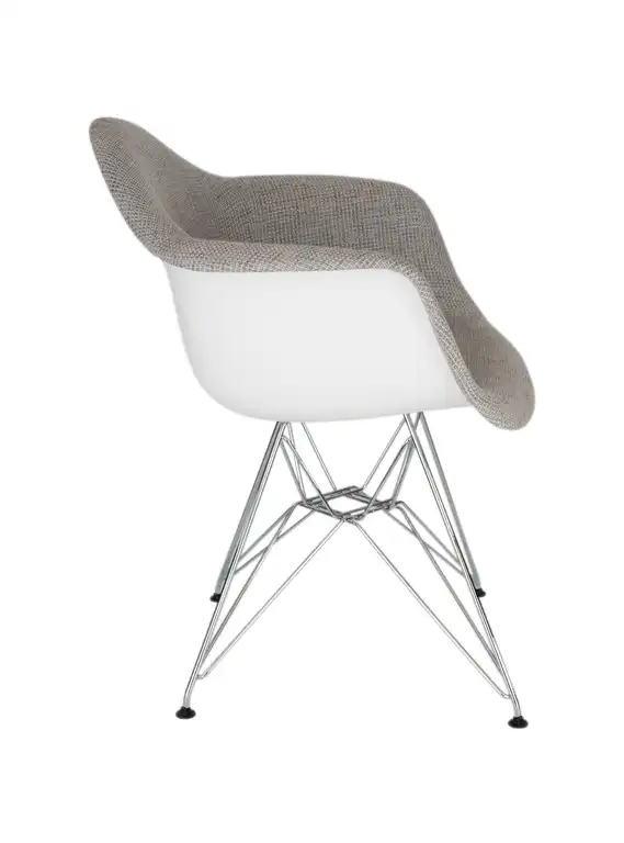 LeisureMod Willow Fabric Eiffel Accent Chair, Set of 2 Grey