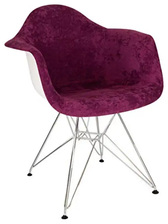 LeisureMod Willow Velvet Eiffel Metal Base Accent Chair