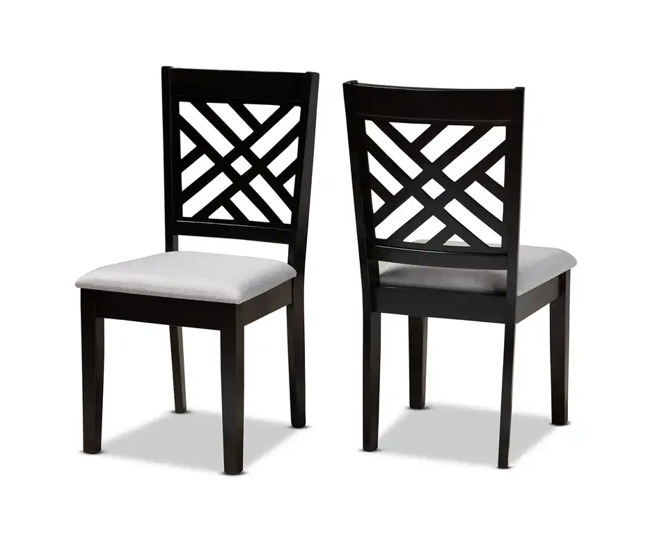 Lilith Upholstered Wood 2-Piece Dining Chair Set, Grey/Espresso