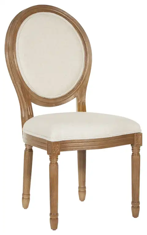 Lillian Oval Back Chair, Linen Fabric With Brushed Frame